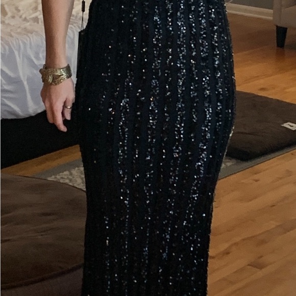 La Femme striped pattern sequin evening gown - Picture 4 of 6